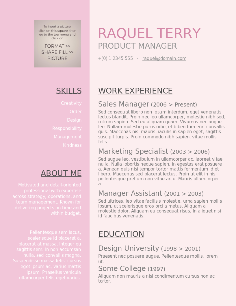 Pretty in Pink CV preview